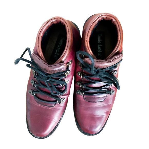RARE VTG Timberland Oxblood Leather Alpine Size 5 M Woman Italy Hiking Boots - Picture 3 of 15